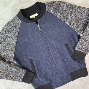 Madewell 1937 Women's Bomber Jacket XS Blue Gray Wool Blend Zip Up Casual
